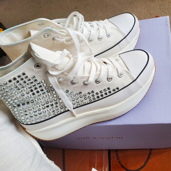 Madden Girl Winona White/Multi platform sneakers - Picture 1 of 6